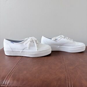 Keds Triple Kick Platform White Leather Sneakers 6.5 Clean Girl